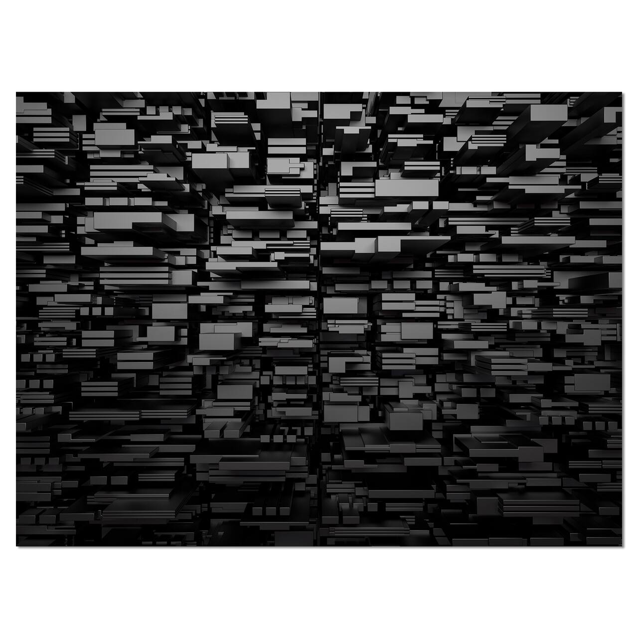 Designart - Black 3D Geometric Background - Abstract Canvas Art Print